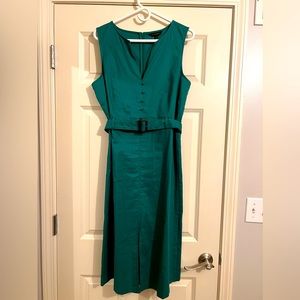 Banana Republic Kelly Green Linen midi Dress Sz 10